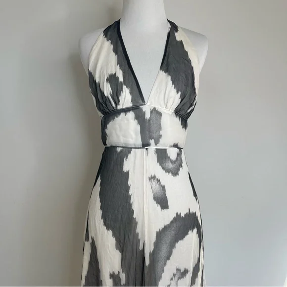 Tommy Hilfiger Special Edition 100% Silk Ikat Print Keyhole Back Midi Dress - Picture 4 of 17